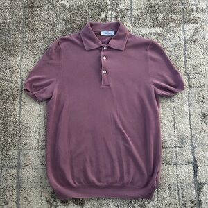 Gran Sasso Italian Knit Polo Shirt – Mauve / Dusty Rose – Size M